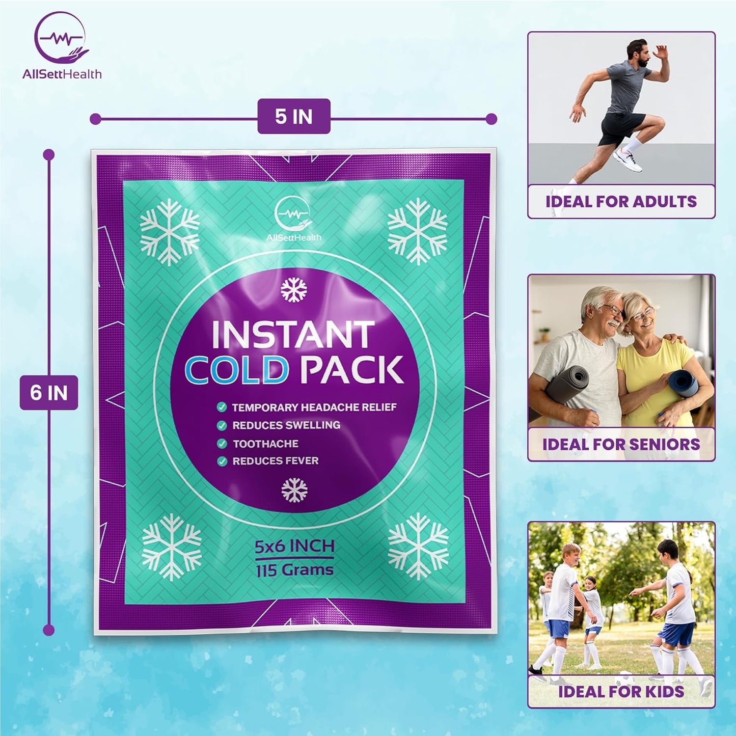 Disposable Instant Ice Cold Pack for Injuries – 25 Pack | Cold Compress Ice Pack for Pain Relief, First Aid & Outdoor