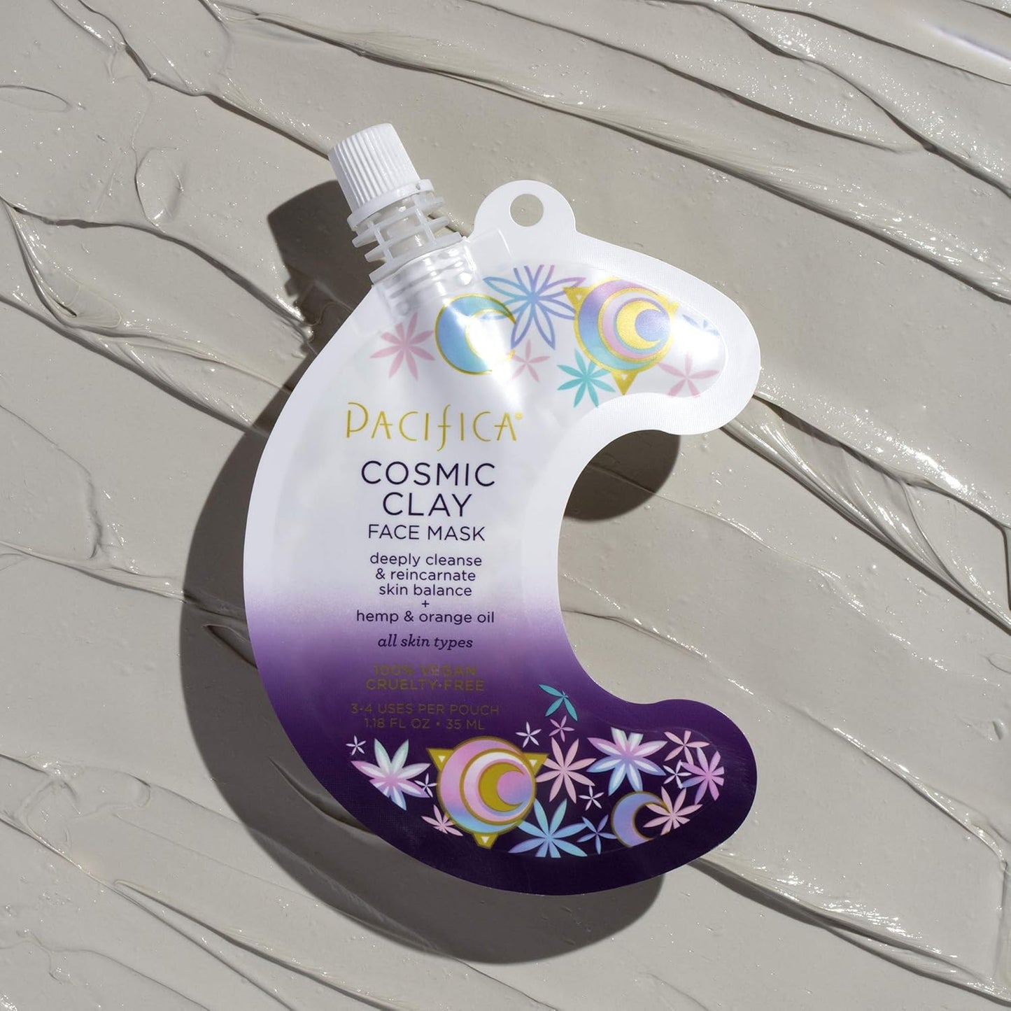 Pacifica Cosmic Clay Face Mask, Deep Cleansing Pore-Minimizer Clay Mask for Blemishes & Oily Skin, Skin-Balancing Detox Facial with Hemp, Acai & Orange Oil, Clean Beauty Vegan, 1.18 oz