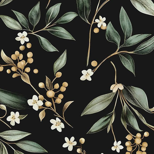 Vintage Leaf Peelable Wallpaper, Vinyl Wall Paper Dark Green Wall Cover Decor by VOLEAARWALLPAPER