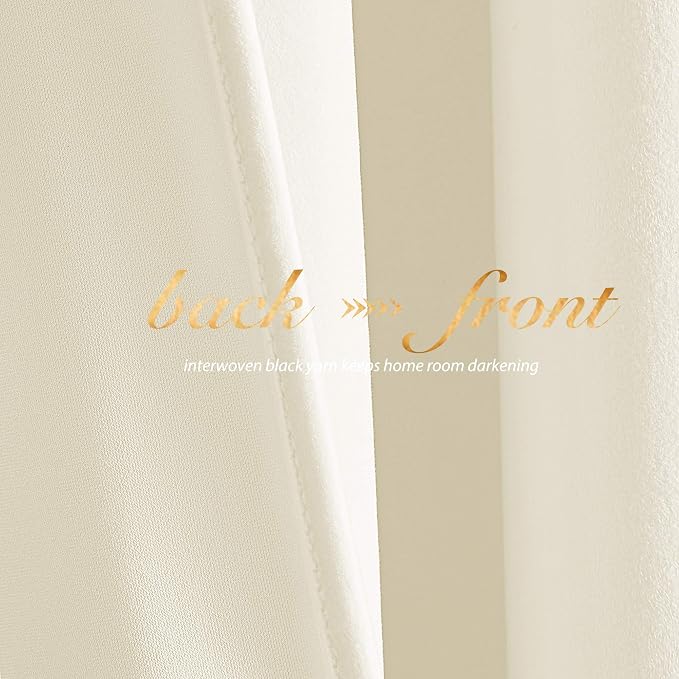 NICETOWN Thermal Insulated Velvet Curtains Ivory 96 Inch Length, Heavy Duty - Image 4