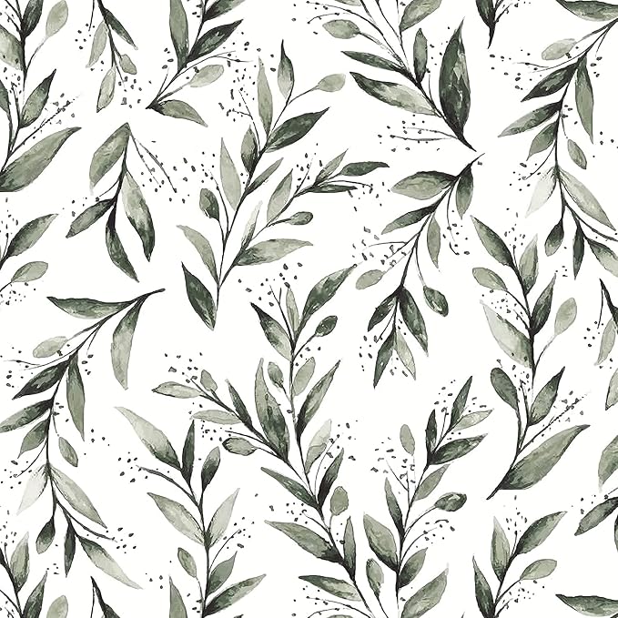 Livebor Green Leaf Peel and Stick Wallpaper Olive Leaf Contact Paper 17.7inch x - Image 9