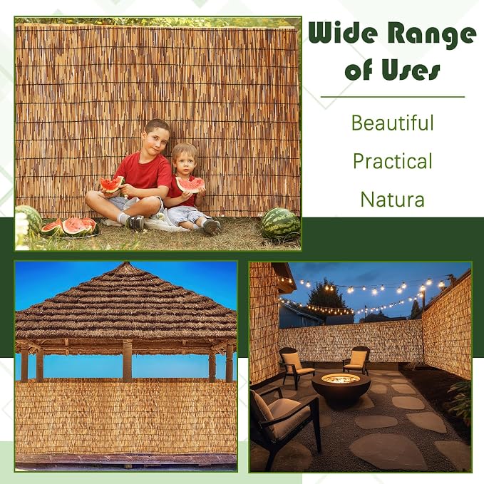 Barydat 2 Pcs 4 x 16.4 ft Reed Fence Roll, 85% Shade Bamboo Privacy Screen - Image 8