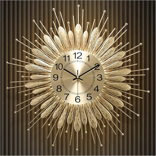 27" Gold Mid Century Modern Wall Clock，Battery Operated Decorative Decorative by HEBOIXHOMEDECOR