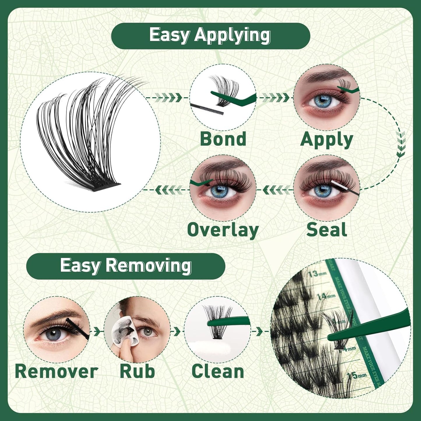 Lash Clusters 280Pcs Eyelash Clusters KEYYOU 60D D Curl 9-18MIX Clusters Lashes Thick Super Soft Wispy DIY Eyelash Extension at Home(60D-D,9-18MIX)