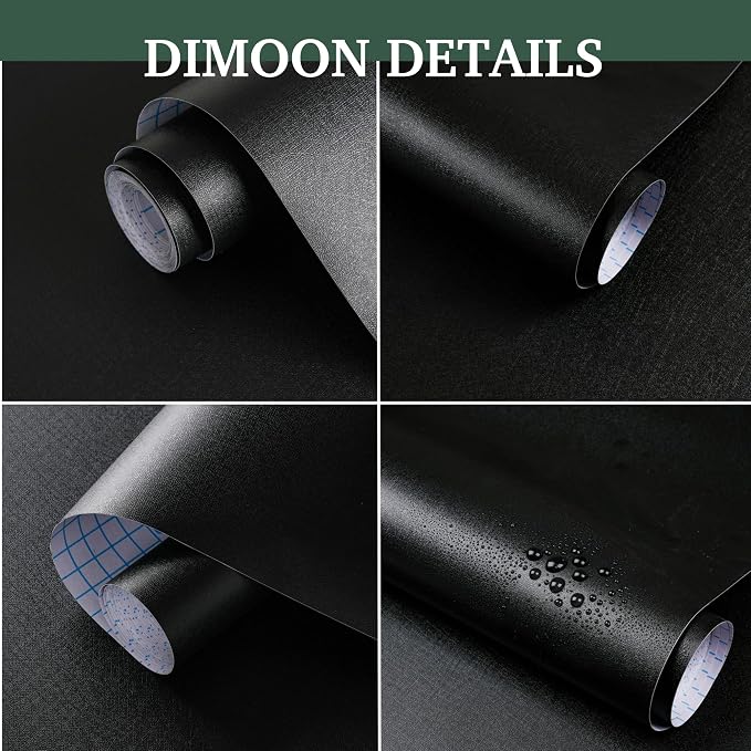 Dimoon 394''x17.7'' Black Peel and Stick Wallpaper Contact Paper Modern Self - Image 2