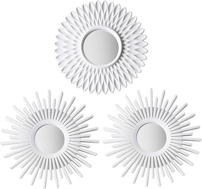 BONNYCO Wall Mirrors Pack of 3, Round White Mirrors by BONNYCO