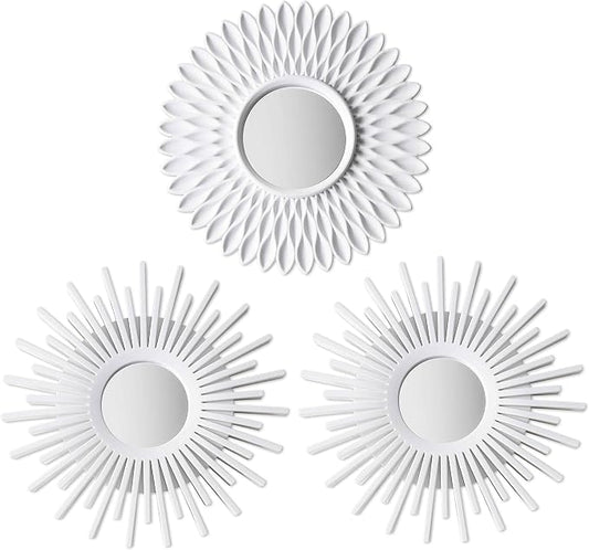 BONNYCO Wall Mirrors Pack of 3, Round White Mirrors by BONNYCO
