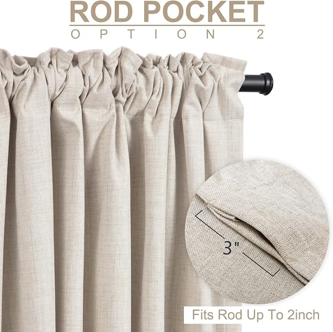 100% Blackout Shield Linen Blackout Sliding Door Curtains - Image 4