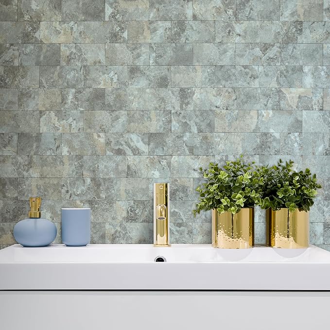 AULIGET 4-Piece Faux Stone Peel and Stick Backsplash Wall Tiles, Laundry Room - Image 6