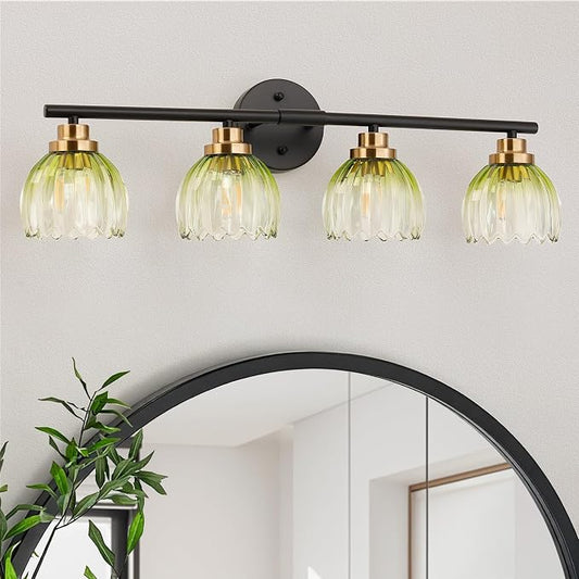 TALOYA Bathroom Vanity Light Fixtures, 4-Light Modern Black and Gold Wall Lights by Taloya