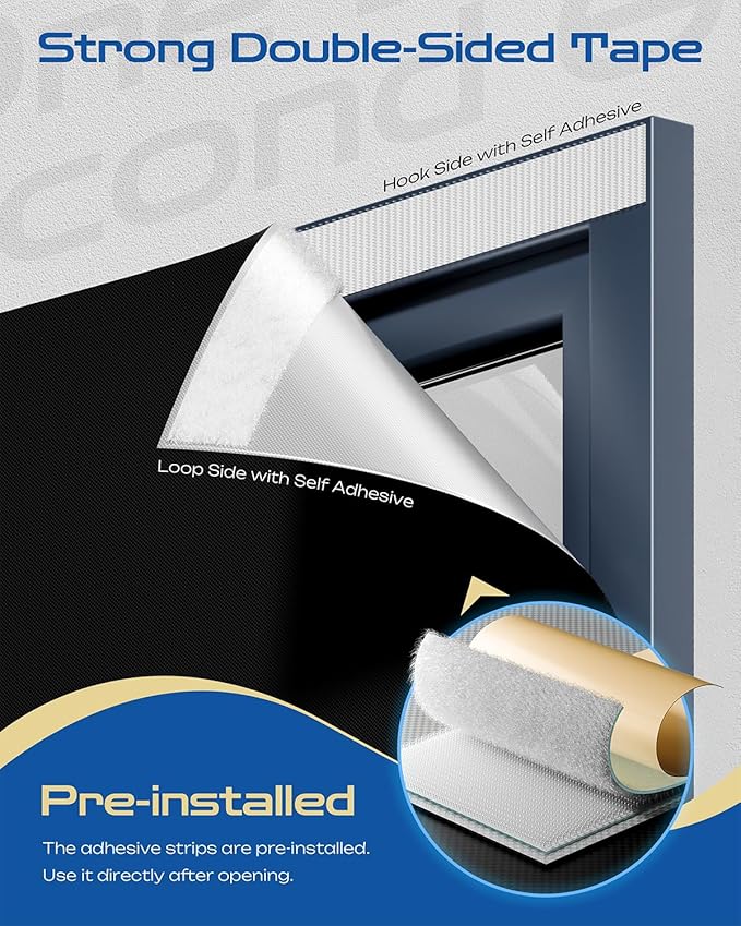 25" W x 64" L 100% Blackout Curtains, Total Darkness No-Drill Black Out Window - Image 2