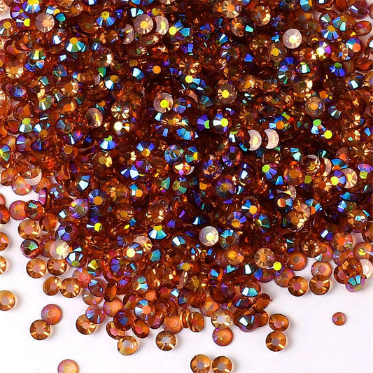 3000 Pieces SS6 2mm Flatback Rhinestones AB Clear Round Gems Crystals for Nail Art DIY Crafts Clothes Shoes Bags （Transparent Yellow Coffee AB）