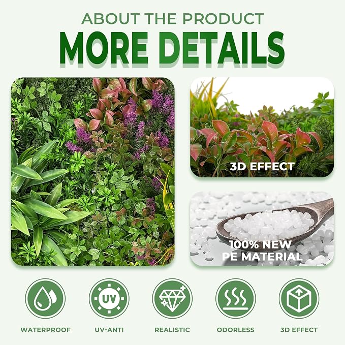 Artificial Grass Wall Roll Panels: 40''x120''Boxwood Hedge Panels, UV-Anti - Image 3