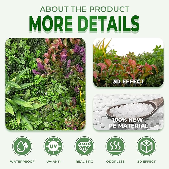 Artificial Grass Wall Roll Panels: 6FT x 12FT Boxwood Hedge Panels, UV-Anti - Image 3