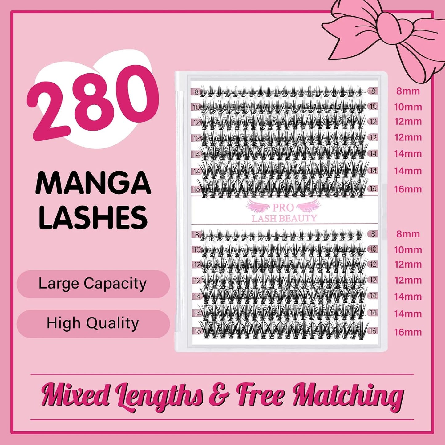 280 Pcs Individual Lashes 30D Mixed Lash Clusters Devil Style Lashes That Look Like Eyelash Extensions Wispy Lashes DIY Individual Lashes At Home (30D-D-8-16mix,Manga)