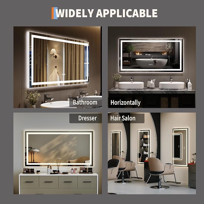 LED Bathroom Mirror 50 x 26 inch, Lighted Bathroom Vanity Mirror - Image 6