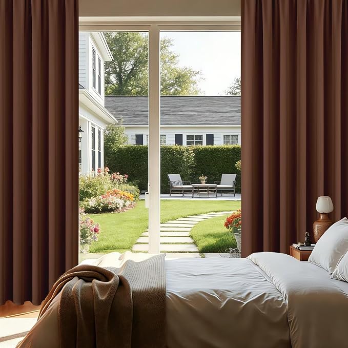 CUCRAF Brown Blackout Curtains 72 inch Length 2 Panels Set, Rod Pocket Room - Image 8