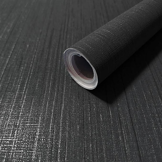 Dviolet Black Grasscloth Textured Fabric Contact Paper by Dviolet