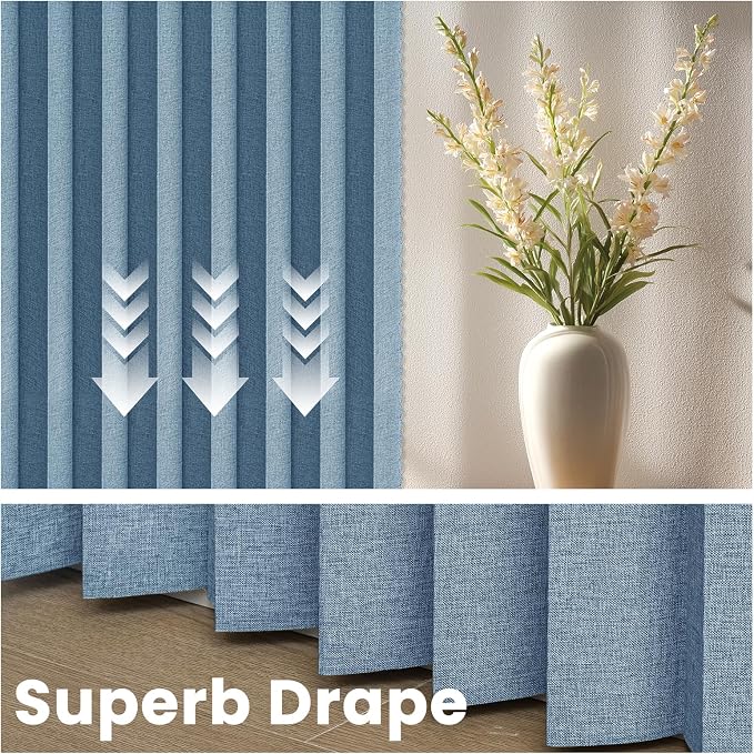 AJAZZ Blackout Accordion Door Curtain 98"x106" Blue - Image 6