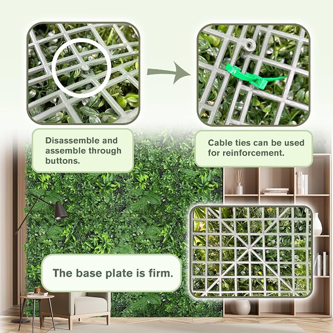 Artificial Green Boxwood Grass Wall Panels: 60"x120"（50SQFT） UV Protected Ivy - Image 3
