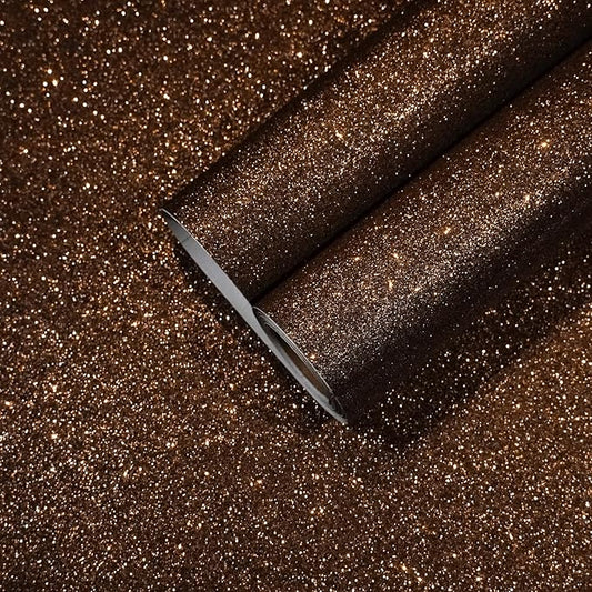 CHIHUT Dark Brown Glitter Peel and Stick Wallpaper Brown Glitter Contact Paper by CHIHUT
