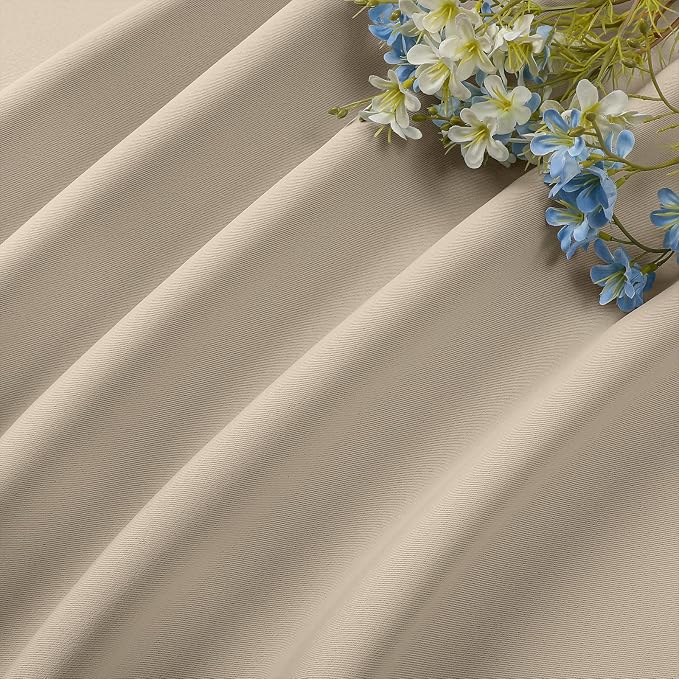 CUCRAF Light Beige Blackout Curtains 72 inch Length 2 Panels Set, Rod Pocket - Image 7