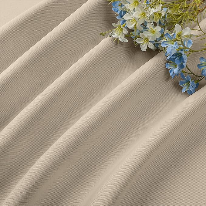 CUCRAF Light Beige Blackout Curtains 90 inch Length 2 Panels Set, Rod Pocket - Image 7