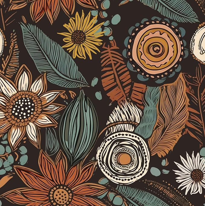 Boho Floral Wallpaper Peel and Stick, Vintage Botanical Contact Paper 17.5" x by Laatse