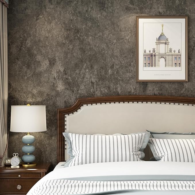 3yecao 31"×157" Big Roll Wide Thick Dark Brown Tan Grey Concrete Wallpaper Peel - Image 3
