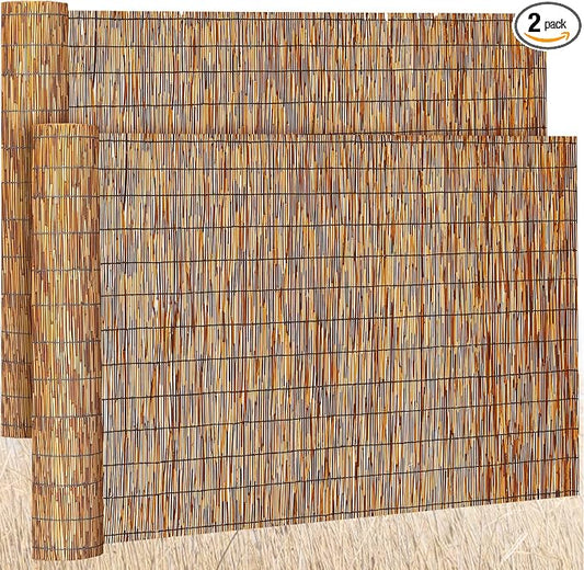 Barydat 2 Pcs 4 x 10 ft Reed Fence Roll, 85% Shade Bamboo Privacy Screen by home