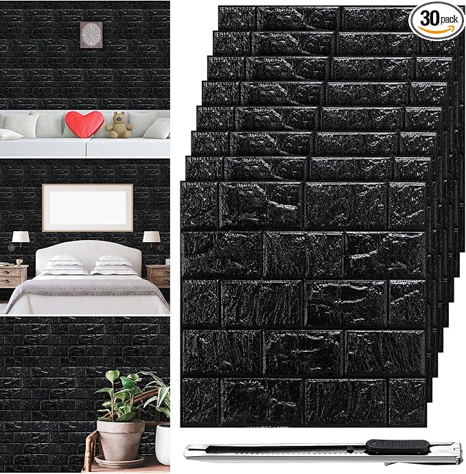Tinlade 30 Pcs 28.81 Sq ft 3D Wall Panels Peel and Stick Foam Brick Wallpaper by Tinlade