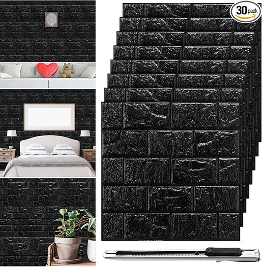 Tinlade 30 Pcs 28.81 Sq ft 3D Wall Panels Peel and Stick Foam Brick Wallpaper by Tinlade