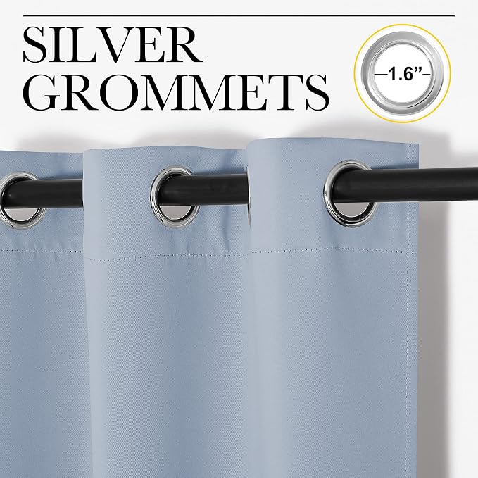 NICETOWN Vintage Blue Blackout Curtains 40 inches Length - Image 2