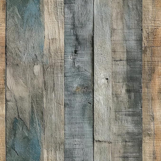 FLFK 16" x 384" Wallpaper Peel and Stick Blue-Gray Wood Contact Paper by FLFK
