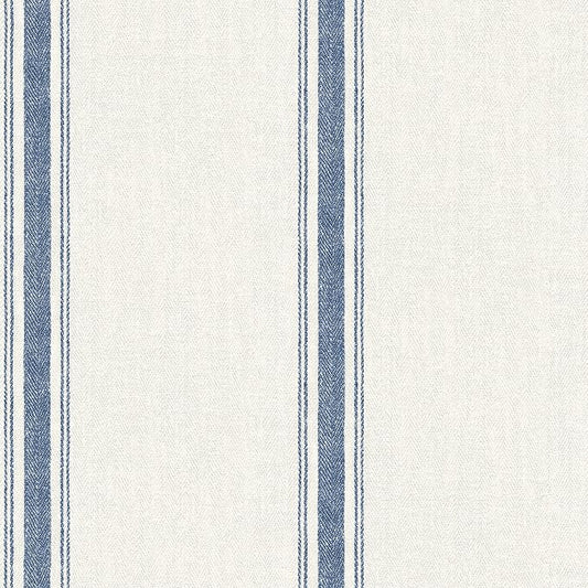 Chesapeake Blue Linette Fabric Stripe Wallpaper, 3115-12462 by Chesapeake