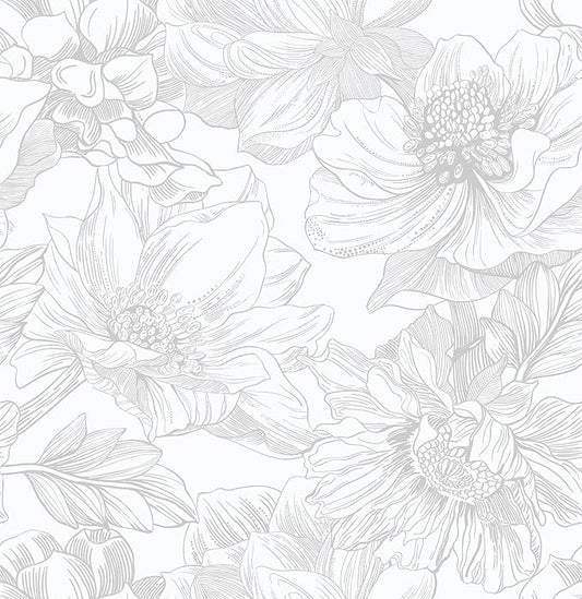 Ismoon Large Floral Peel and Stick Wallpaper Boho White/Grey Contact Paper by Ismoon