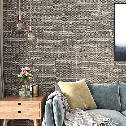 FunStick 24"x394" Grasscloth Wallpaper Textured Woven Taupe Brown Grass Cloth by FunStick