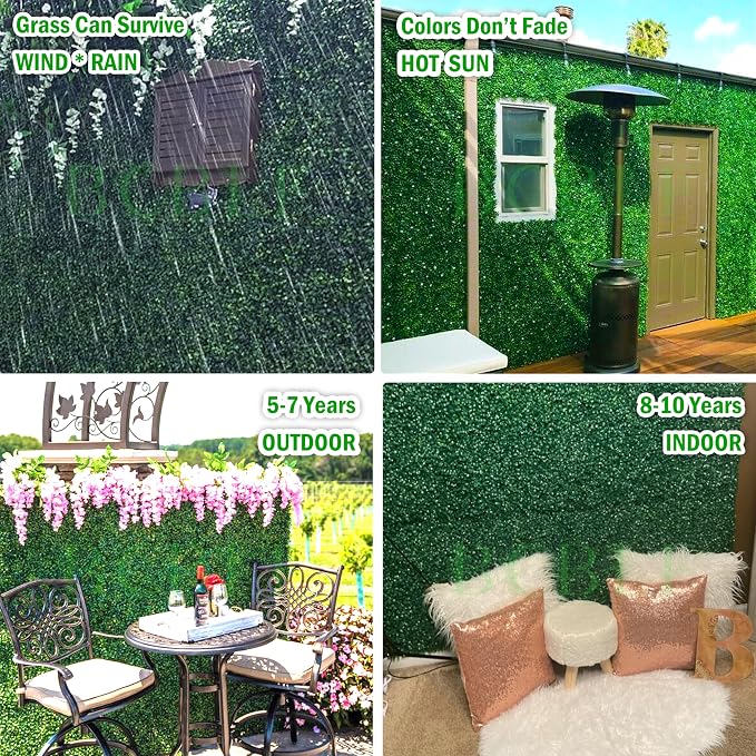 10x10Inch 8Pcs Grass Wall Panels, 4 Layers UV-Anti Boxwood Greenery Hedge - Image 5
