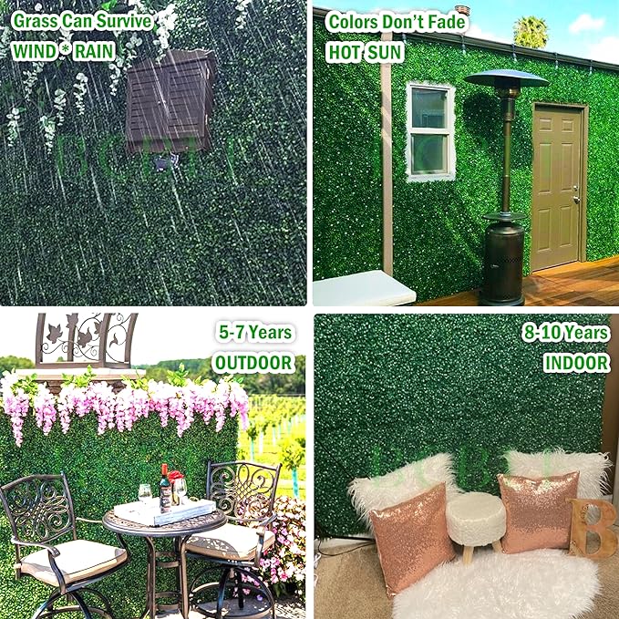 10x10Inch 10Pcs Grass Wall Panels, 4 Layers UV-Anti Boxwood Greenery Hedge - Image 5