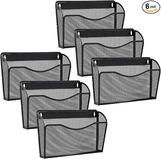 Gawerk 6 Pack Wall File Organizer, Mesh Wall File Pocket Mail Organizer Hanging by Gawerk