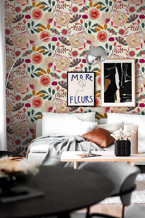 Wallpaper Peel and Stick Floral Wall Paper Removable Waterproof - Image 2