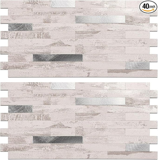 Peel and Stick Backsplash Tile Waterproof Removable PVC Wall Sticker 3D Faux by KOYNSLE