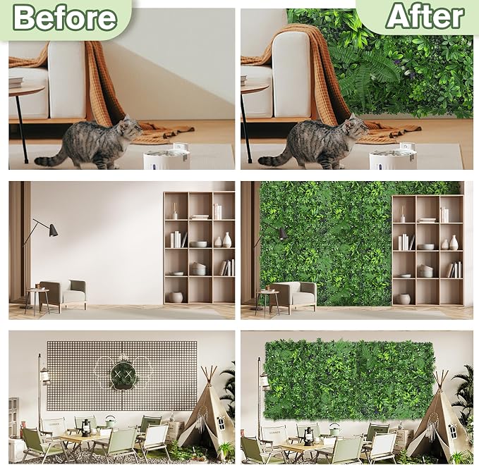 Artificial Green Boxwood Grass Wall Roll: 40"x120" UV Protected Ivy Privacy - Image 5