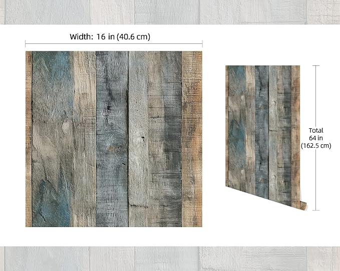FLFK Peel and Stick Wallpaper Vintage Grey Wood Contact Paper - Image 2