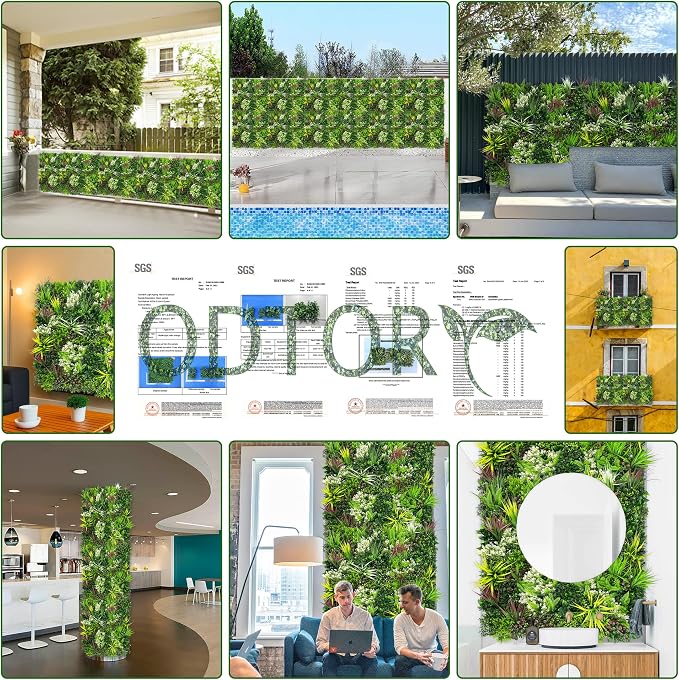 ODTORY Artificial Plant Wall Panels: 20"×20" 8P UV-Anti Faux Grass Wall - Image 6