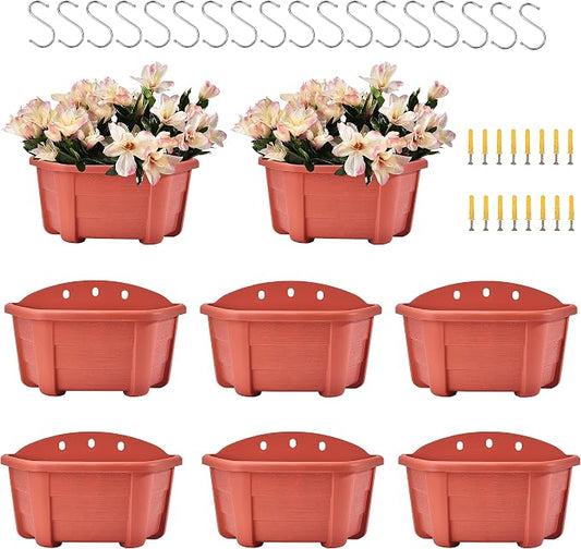 9.8 inch 8 Pack Brick Red Wall Hanging Planters by OrimercGarden