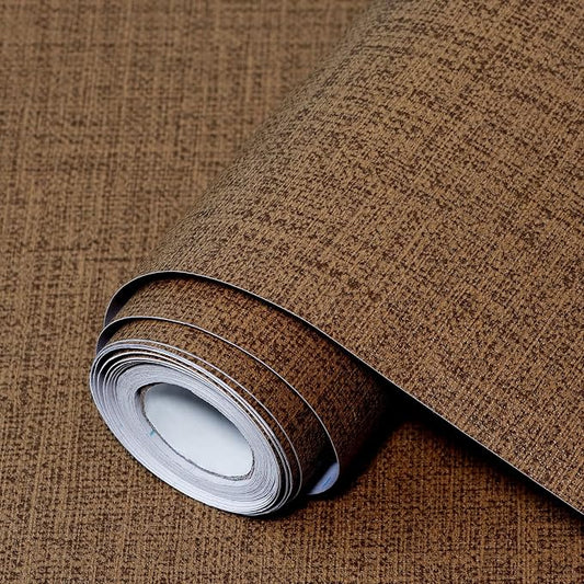 Brown Grasscloth Peel and Stick Wallpaper 17.3"x300" Faux Linen Textured by Uooar
