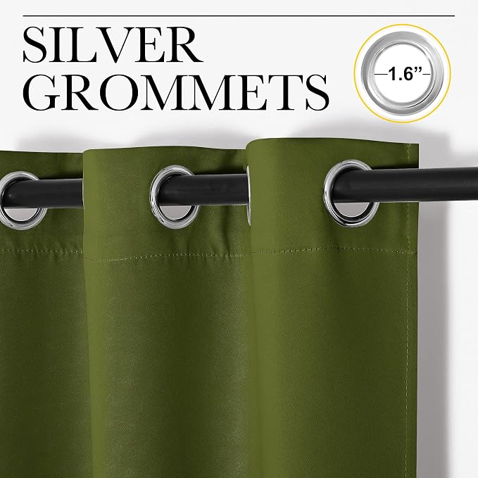 NICETOWN Olive Green Blackout Curtains 78 inches Length - Image 2