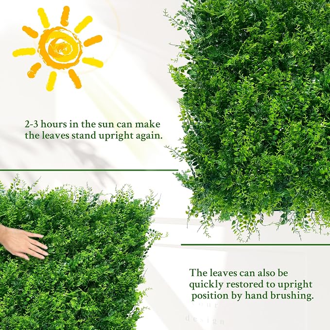 ODTORY Artificial Plants Hedge Wall Panels：20x20 Inch 4P UV-Anti Greenery - Image 7