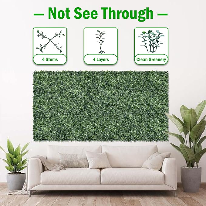 20x20Inch 9Pcs Grass Wall Panels, 4 Layers UV-Anti Boxwood Greenery Hedge - Image 3